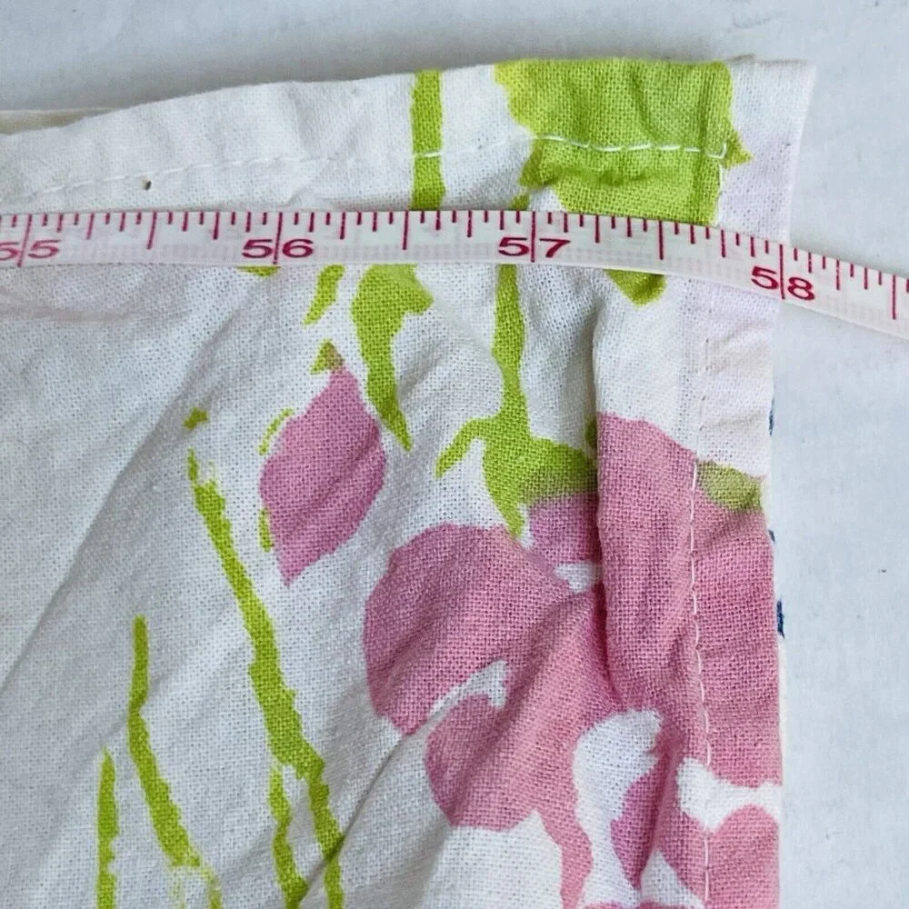 Pomegranate Inc Hand Blocks Tablecloth and 4 Napkins Floral Cotton 58 X 88 Inch